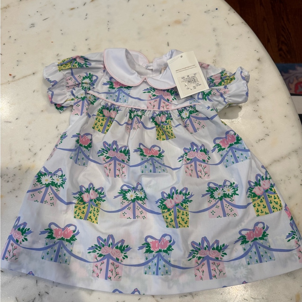 NWT The Beaufort Bonnet Company holly day dress in Every day is a gift print